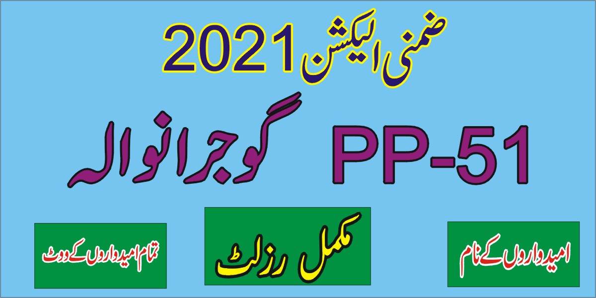 PP 51 Gujranwala Bye Election Result 2021 Candidates Vote Wazirabad