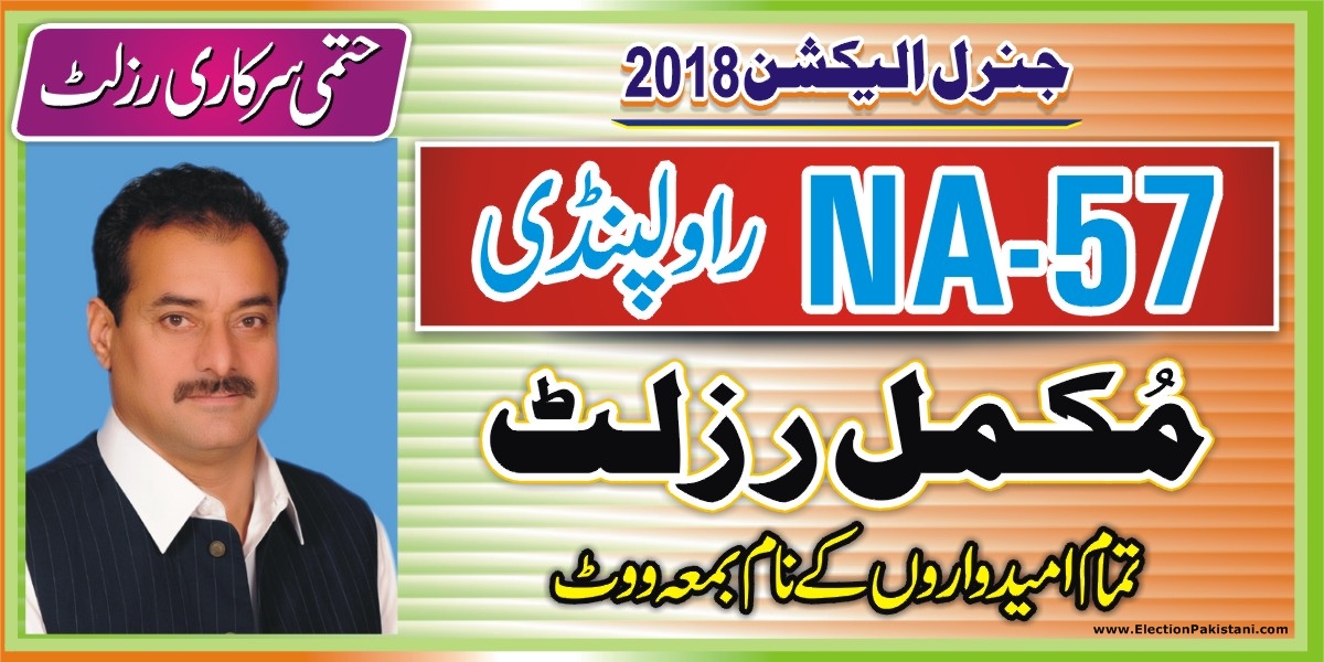 NA57 Rawalpindi Election 2018 Full Result Candidates Vote